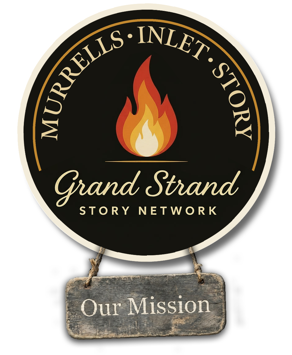 Grand Strand Story Network logo with Our Mission sign